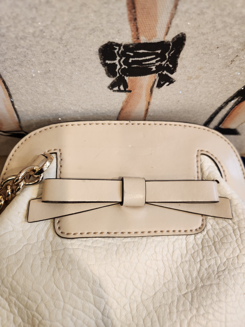 Kate Spade Cream and White Women's Crossbody Bag with Bow and Scarf Accent - Picture 13 of 15